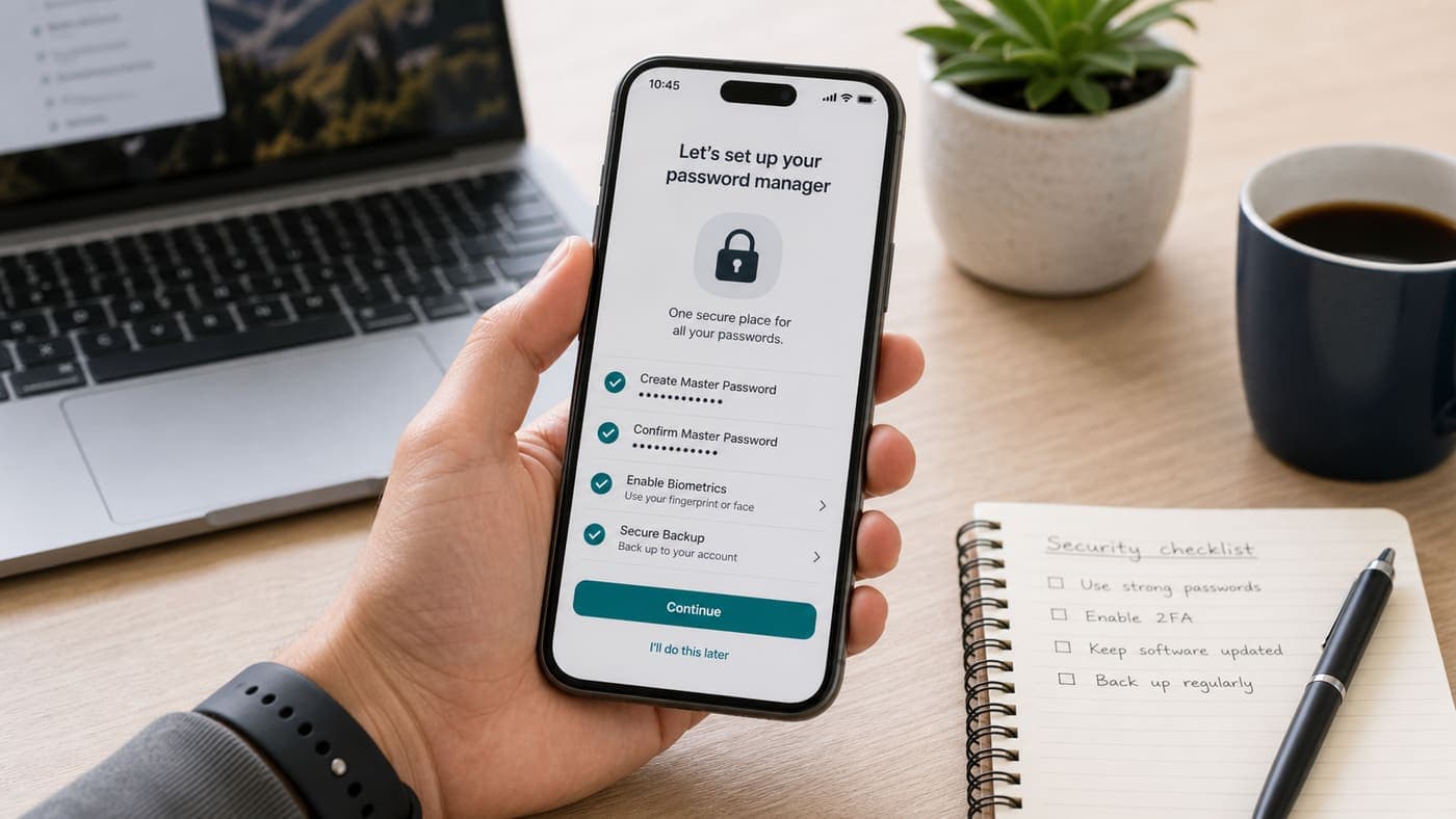 Password manager setup on phone
