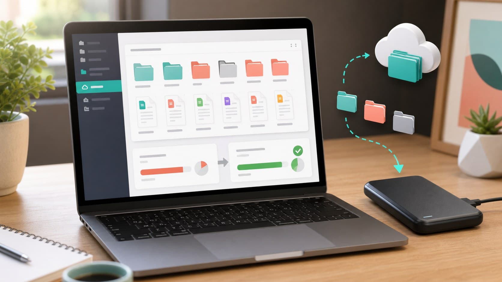 Laptop file cleanup and backup flow