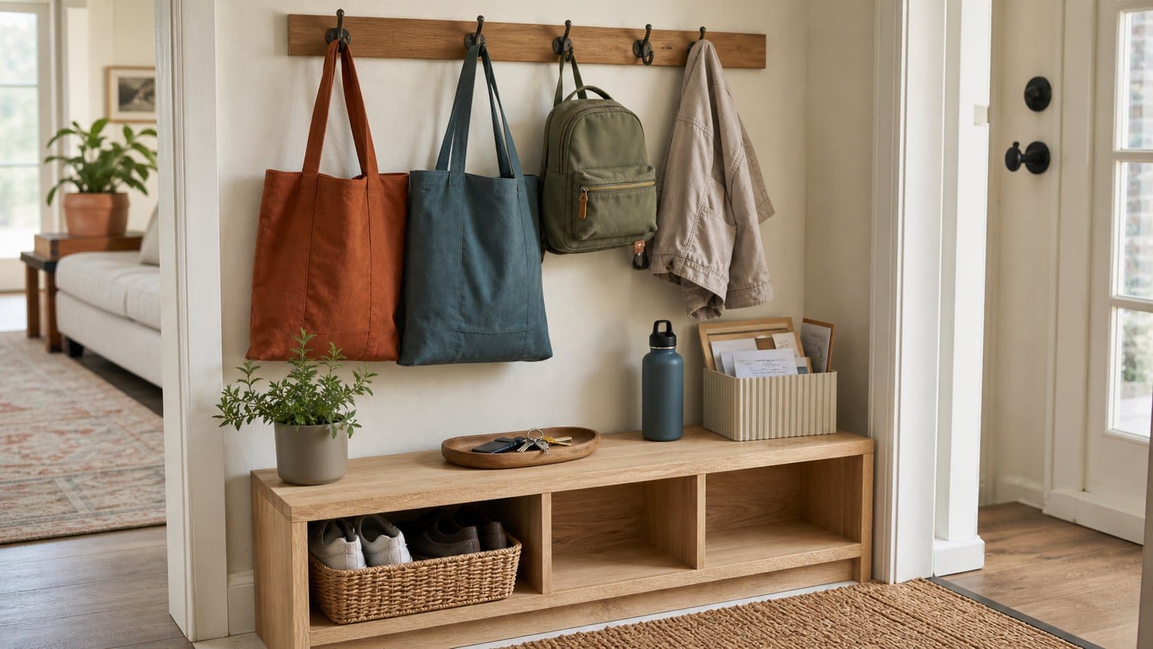 Family-friendly drop zone entryway
