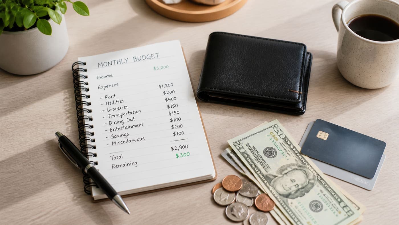 Monthly budget wallet and notes