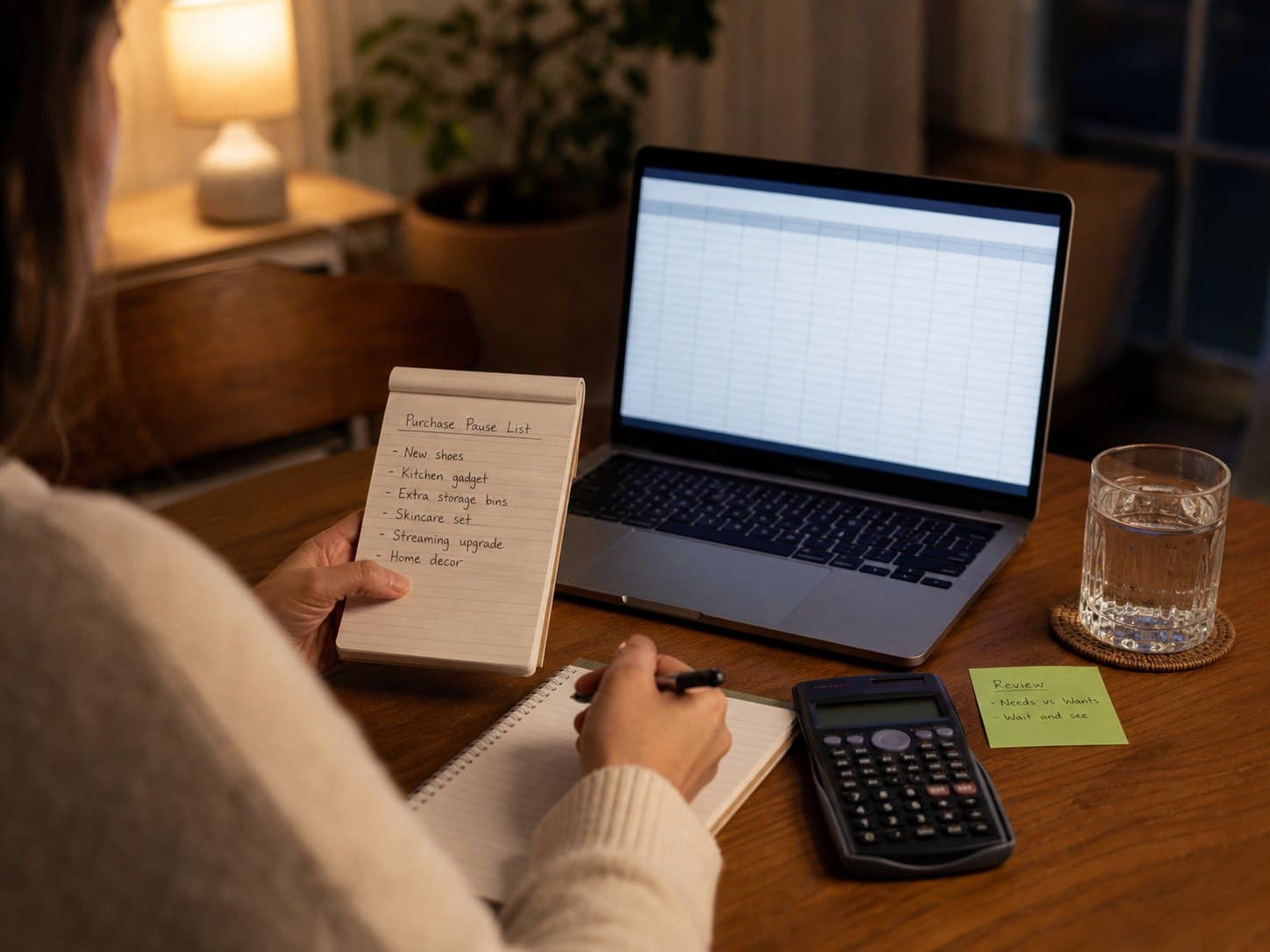 Reviewing a purchase pause list at home