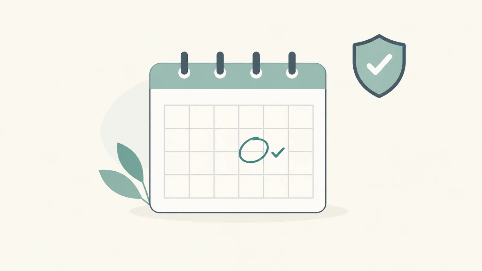 A calendar page with one day circled and a small checkmark